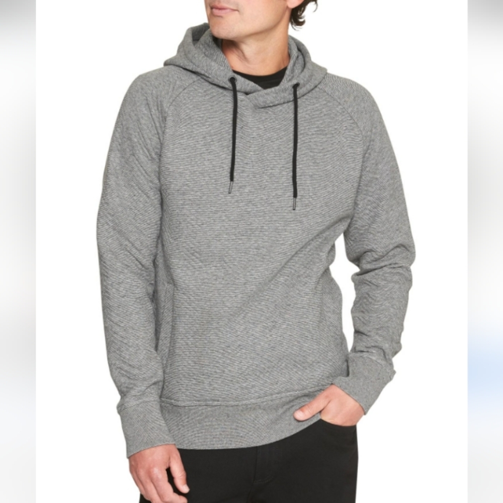 Banana Republic Men's Gray Quilted Hooded Sweater Size Large